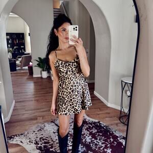 Zara Leopard Short Cowlneck Cocktail Dress